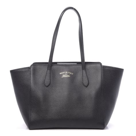 gucci pebbled calfskin small swing tote black|Gucci double g shoulder bag.